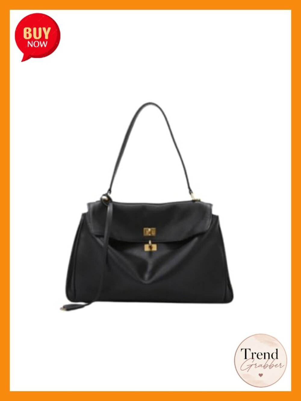 Faux Leather Satchel Shoulder Bag Tote Messenger 13.8in